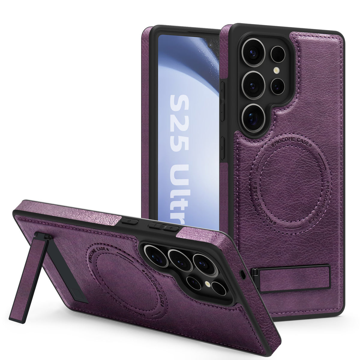 Magnetic faux leather phone case holder for Samsung Galaxy S25 Ultra