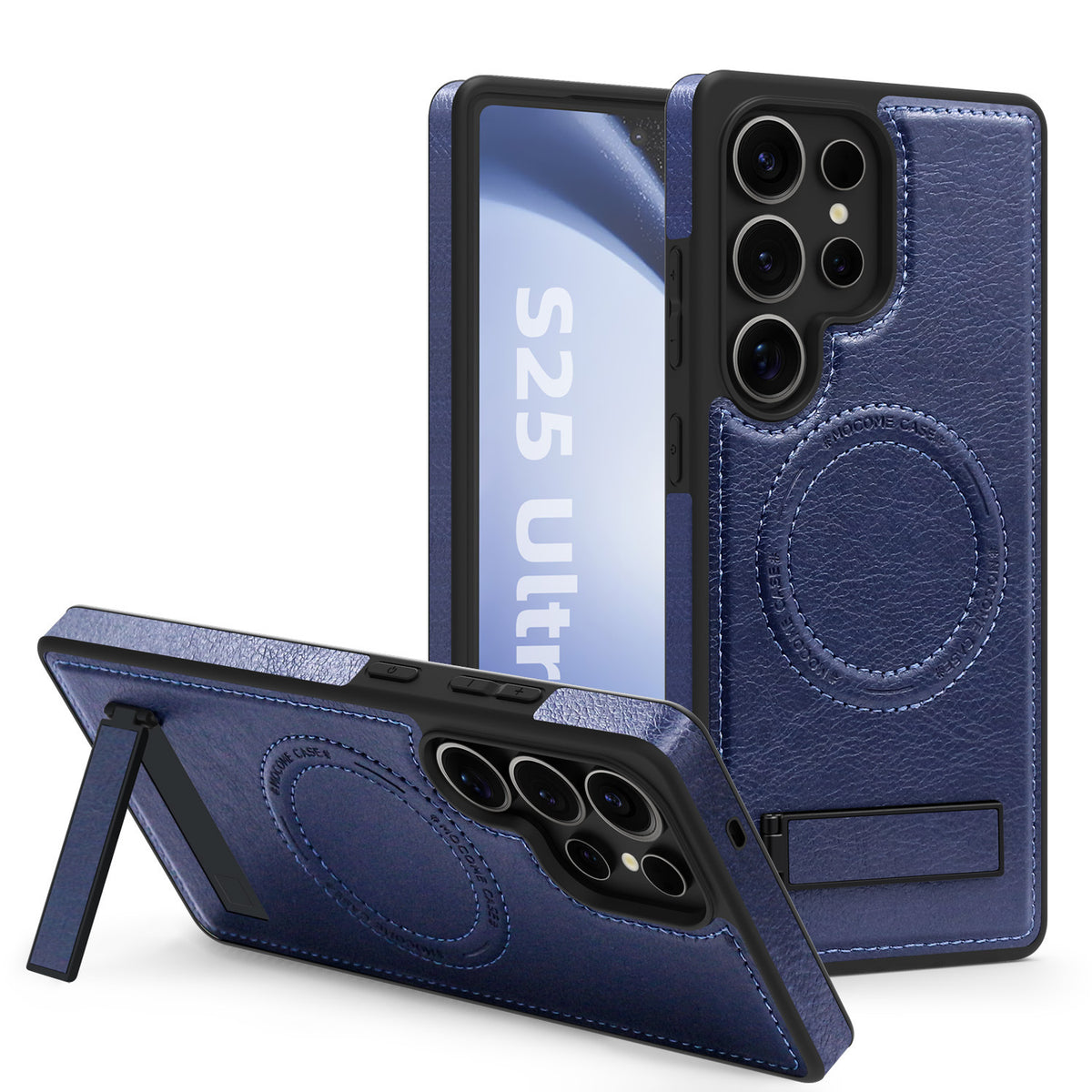 Magnetic faux leather phone case holder for Samsung Galaxy S25 Ultra