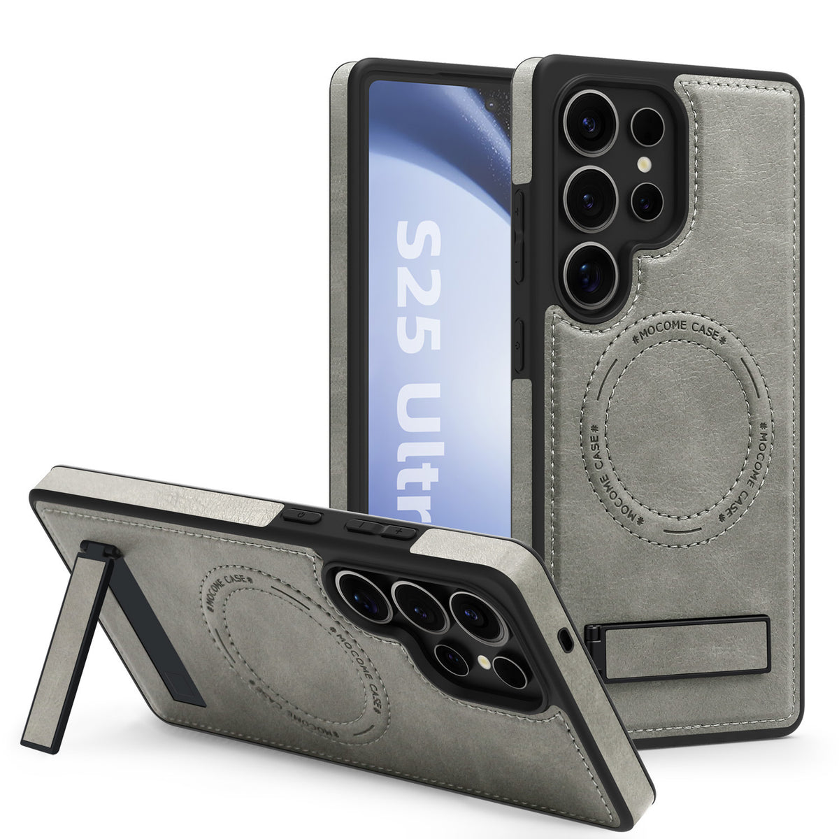 Magnetic faux leather phone case holder for Samsung Galaxy S25 Ultra