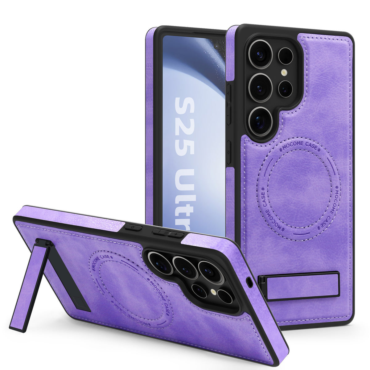 Magnetic faux leather phone case holder for Samsung Galaxy S25 Ultra