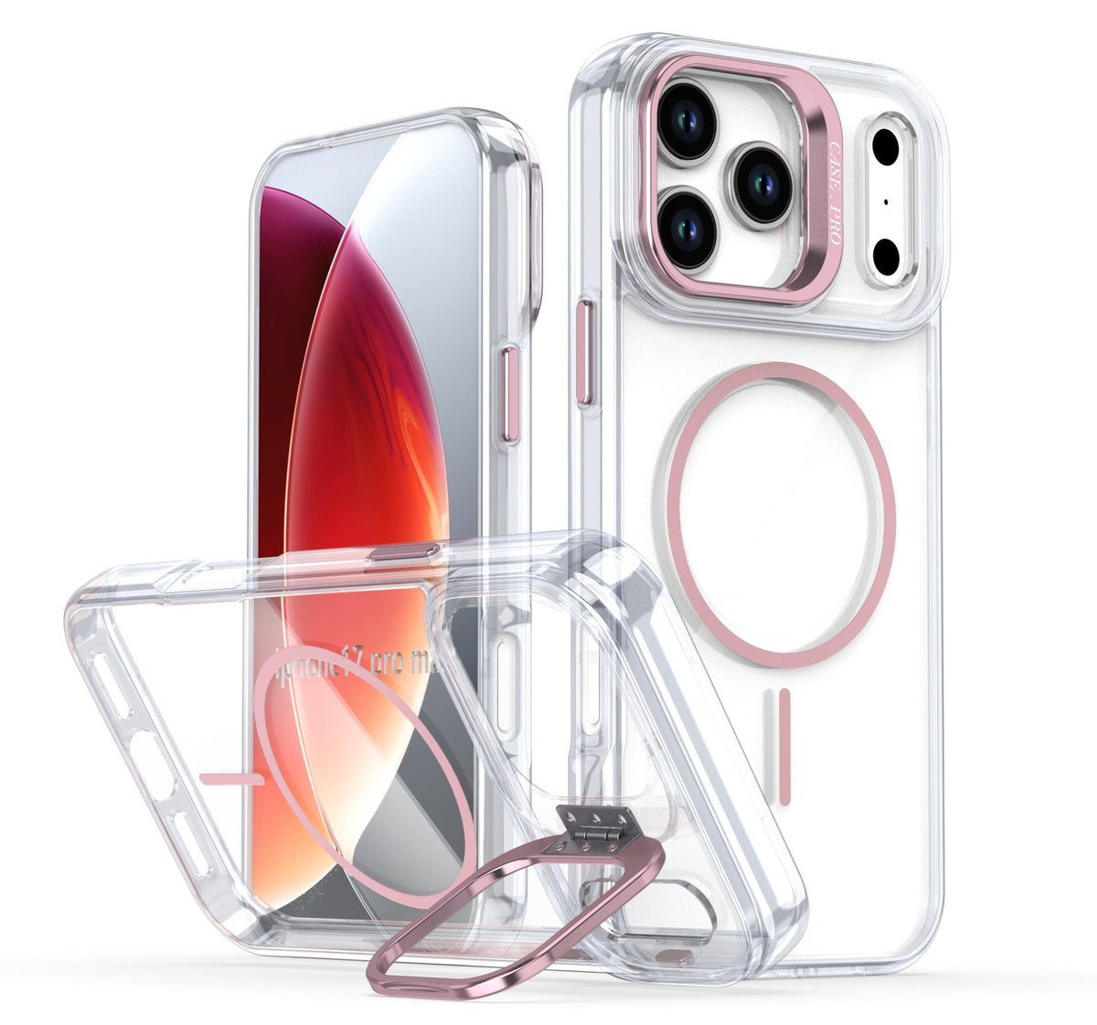 Transparent lens holder magnetic phone case for iPhone 17 Pro Max