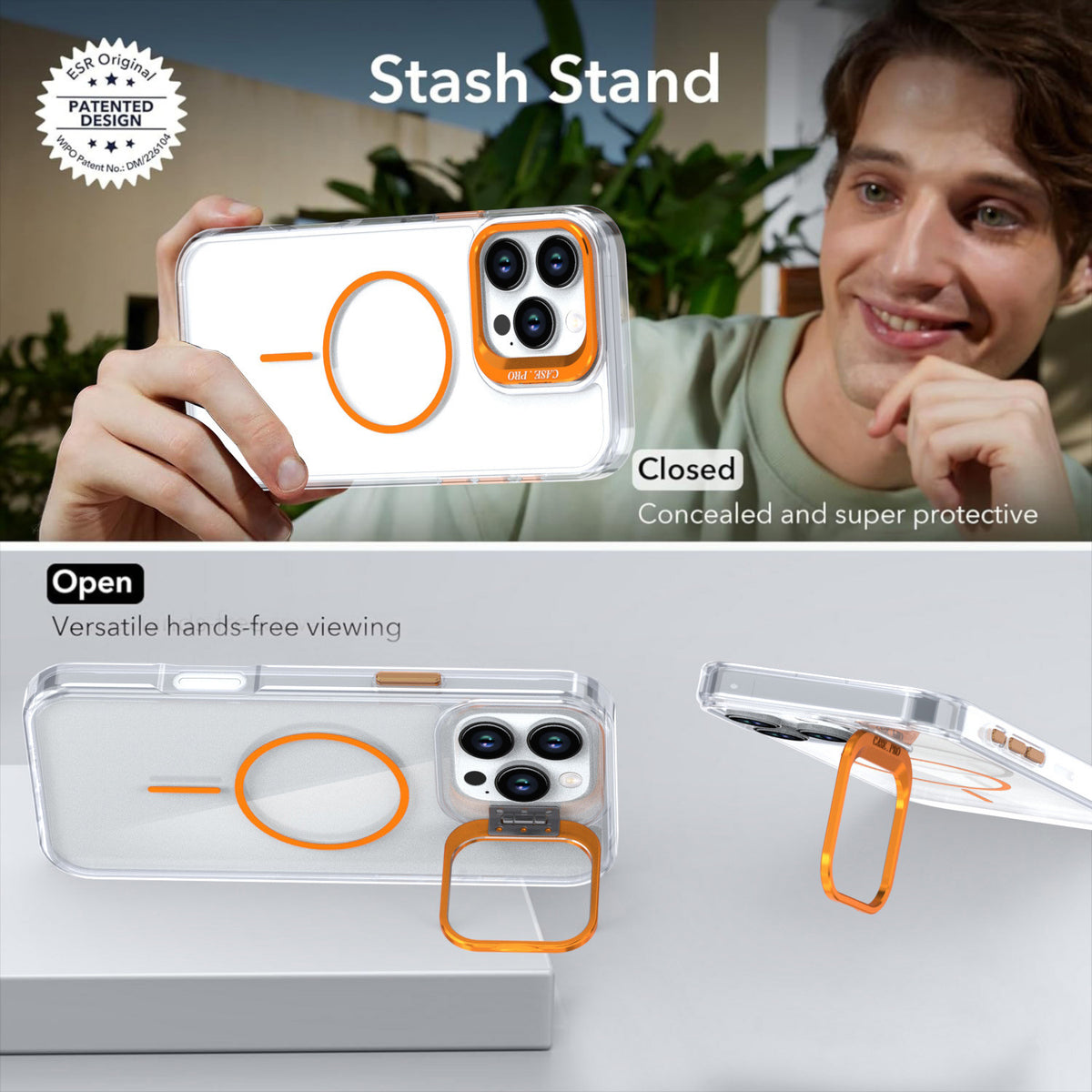Transparent lens holder magnetic phone case for iPhone 17 Pro Max