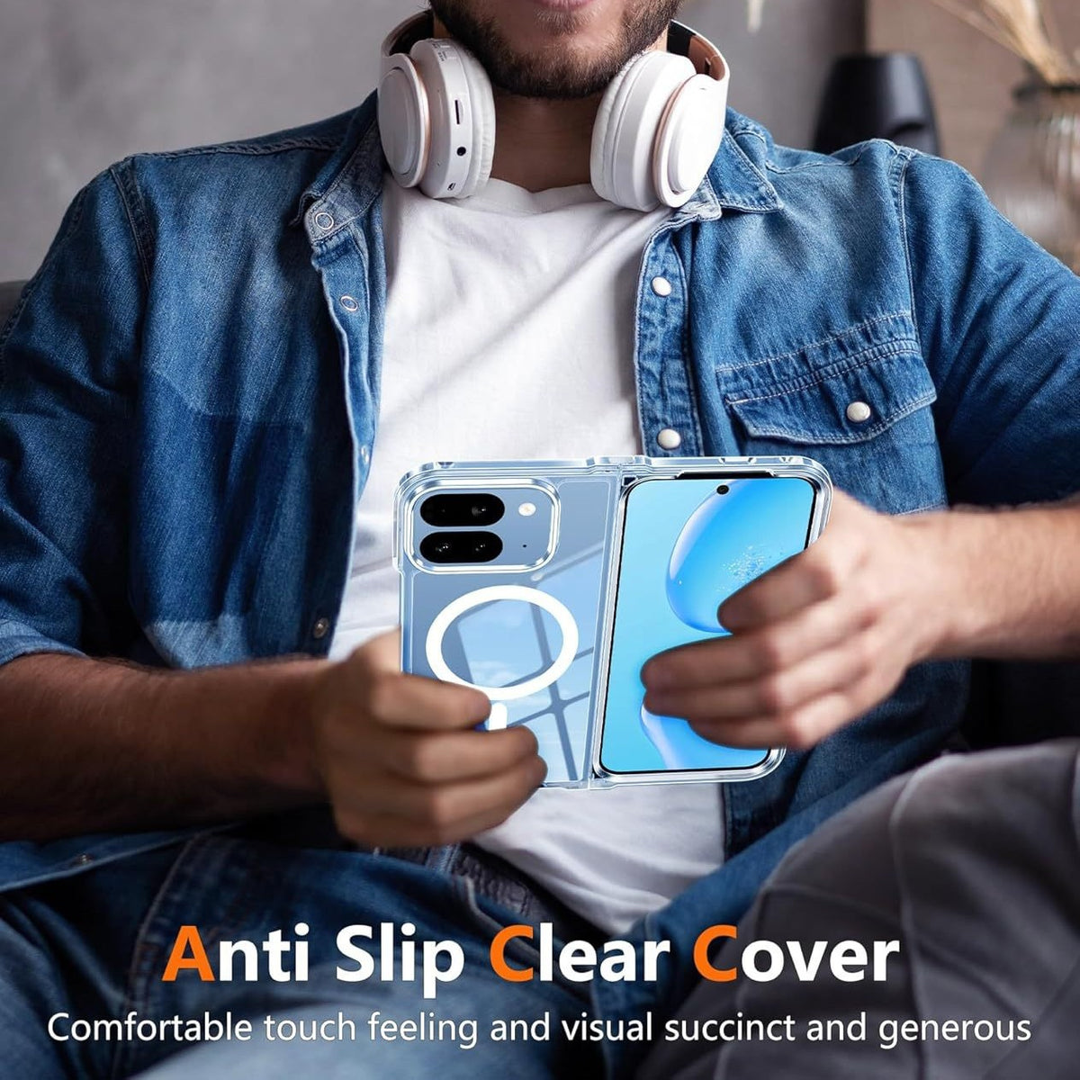 Transparent MagSafe foldable phone case for Google Pixel 10 Pro Fold