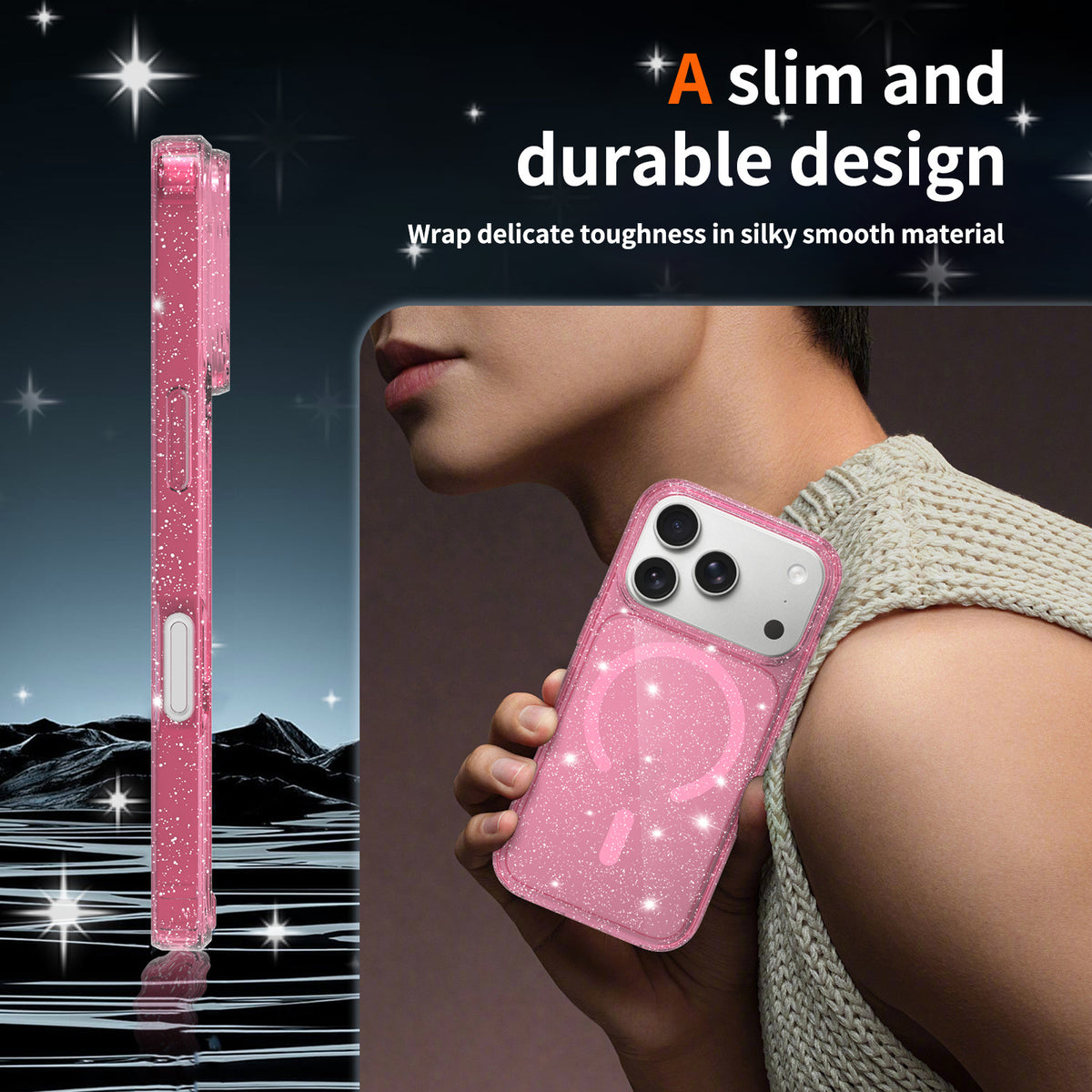 Glitter Shockproof Magnetic Phone Case for iPhone 17 Pro