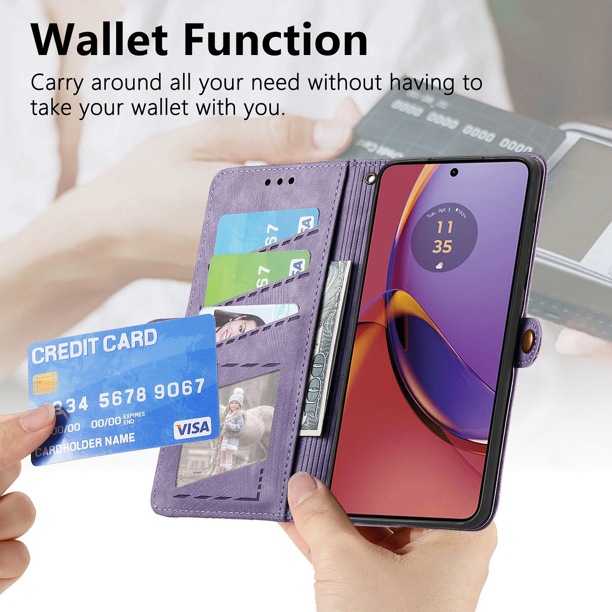 Anti-fraud TPU + leather phone case for Motorola Edge 60 Fusion