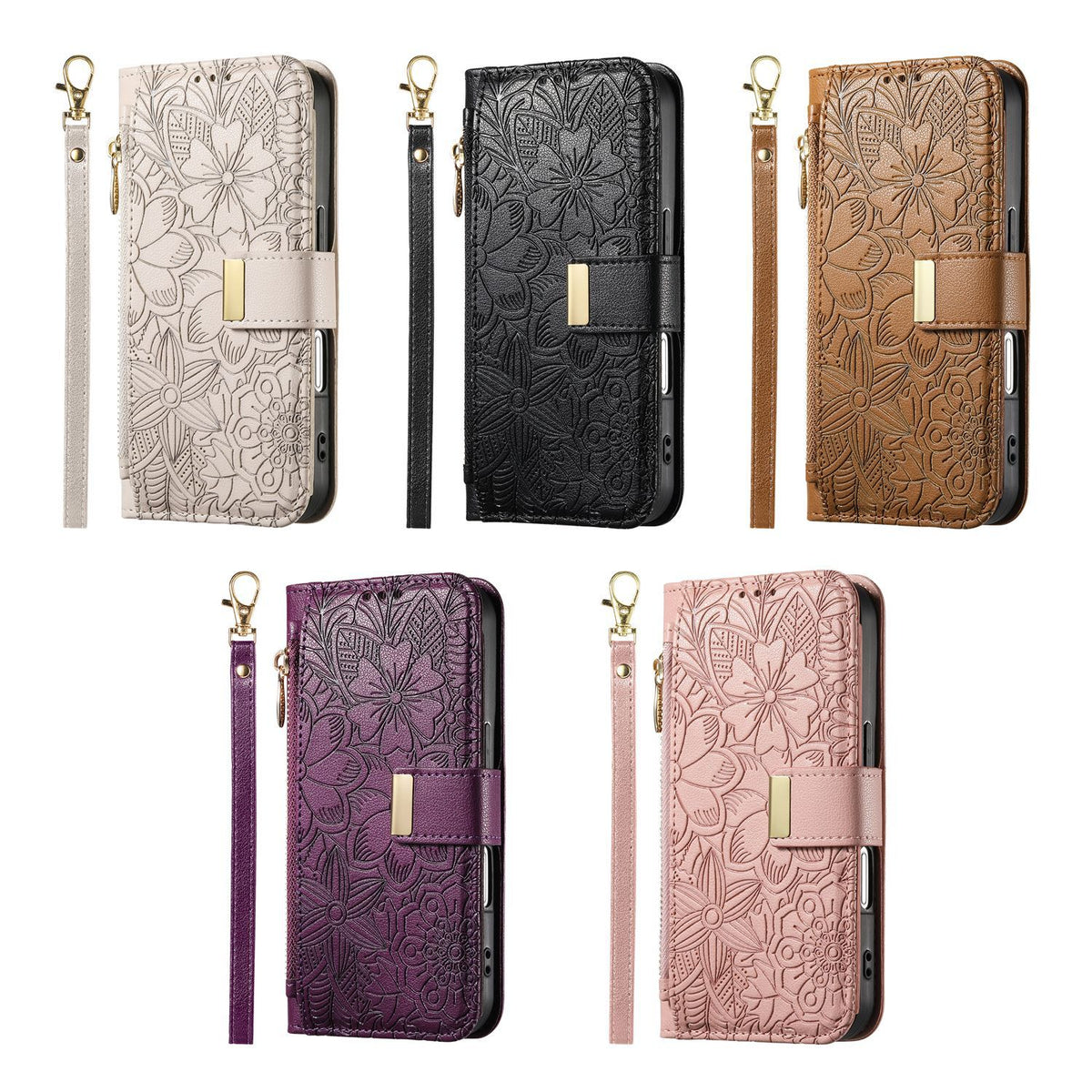 Floral PU Leather Foldable Wallet Case for iPhone 17 | Magnetic Closu