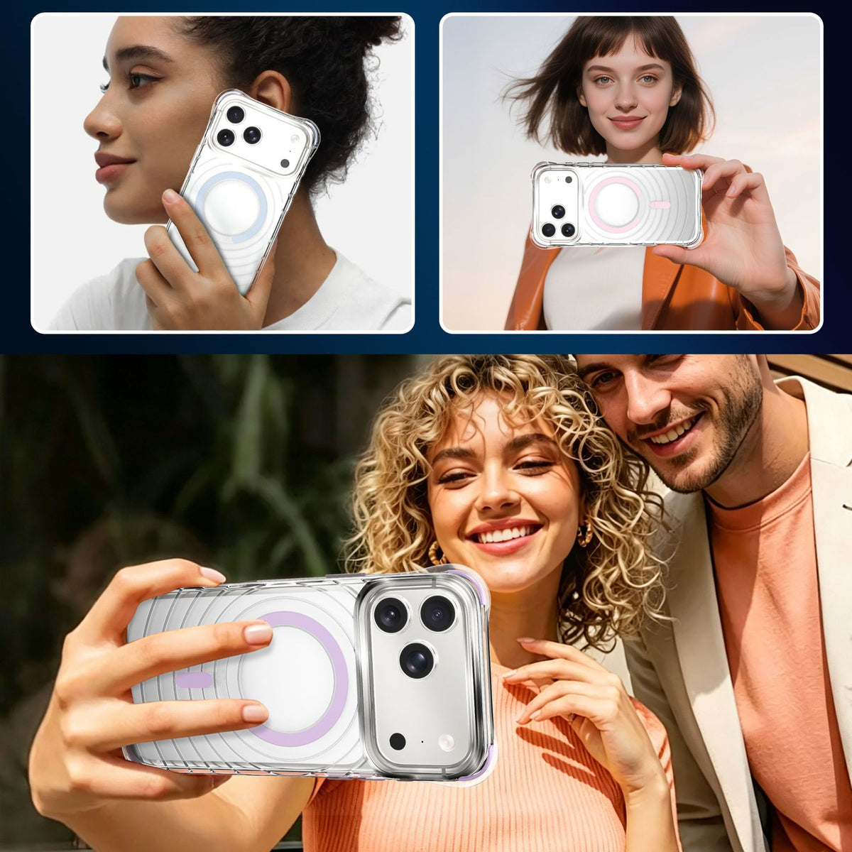 Shockproof Airbag Transparent Magnetic Phone Case for iPhone 17 Pro M