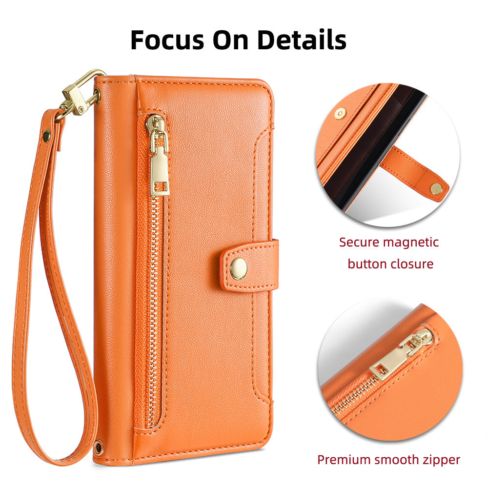 Genuine leather wallet-style phone case for Google Pixel 8A