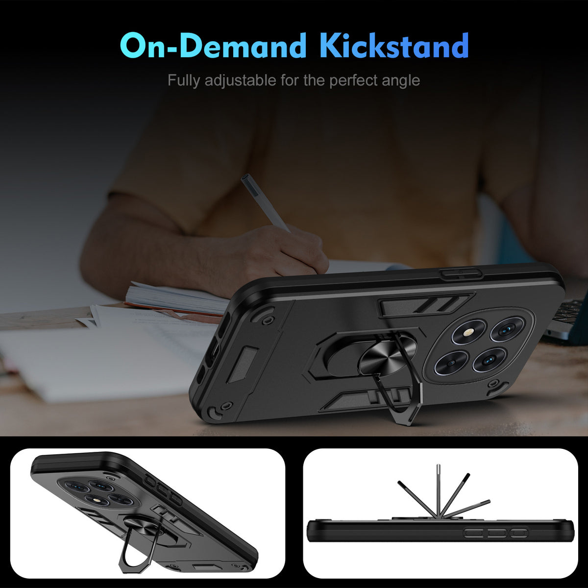 Shockproof phone case with hidden stand for Redmi Note 15 Pro+ 5G, fr