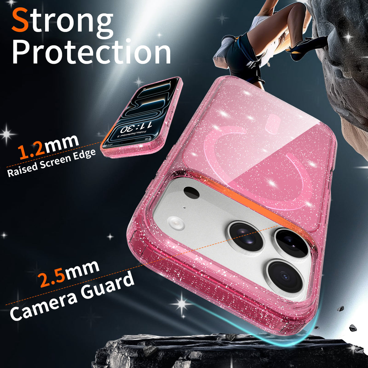 Glitter Shockproof Magnetic Phone Case for iPhone 17 Pro