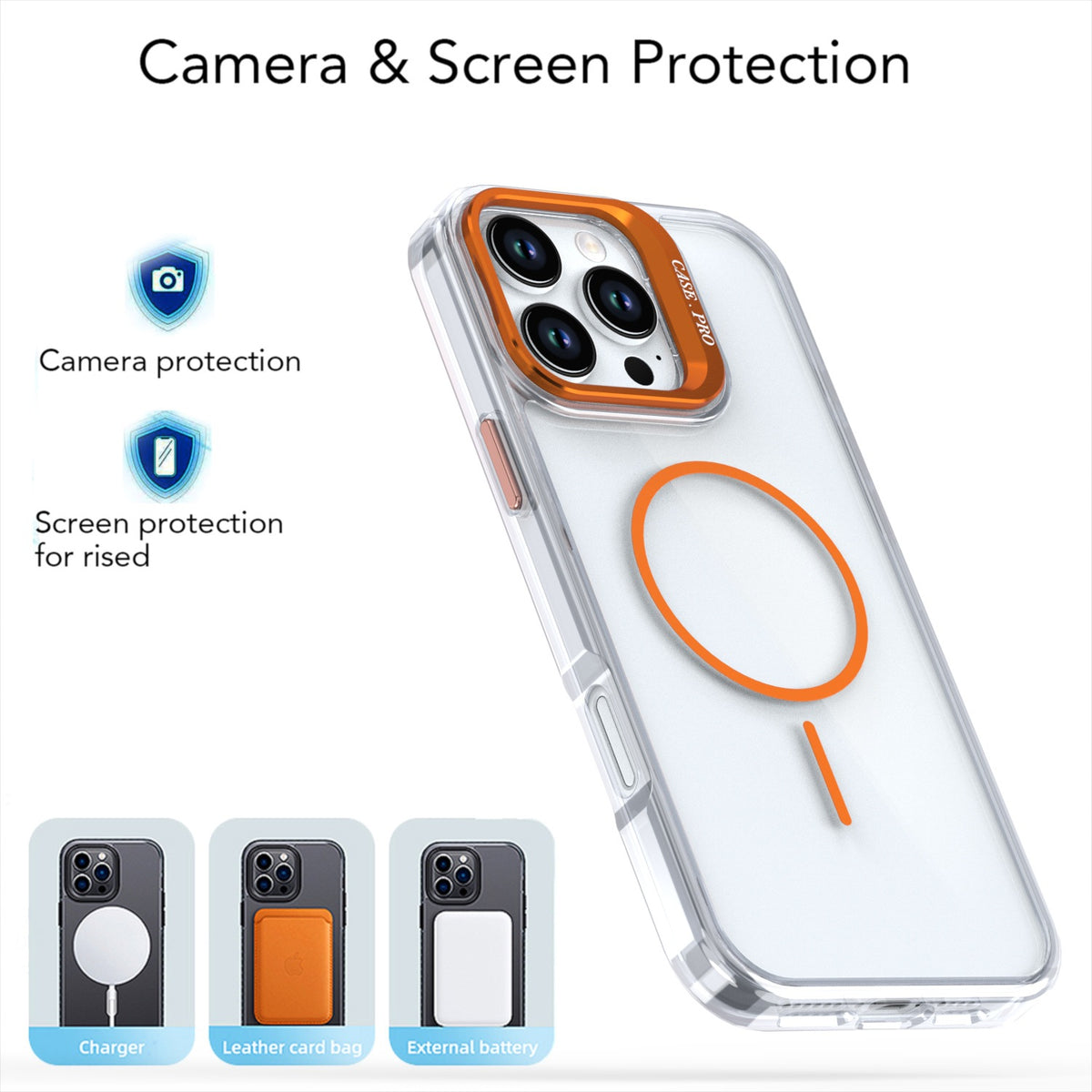 Transparent lens holder magnetic phone case for iPhone 17 Pro Max