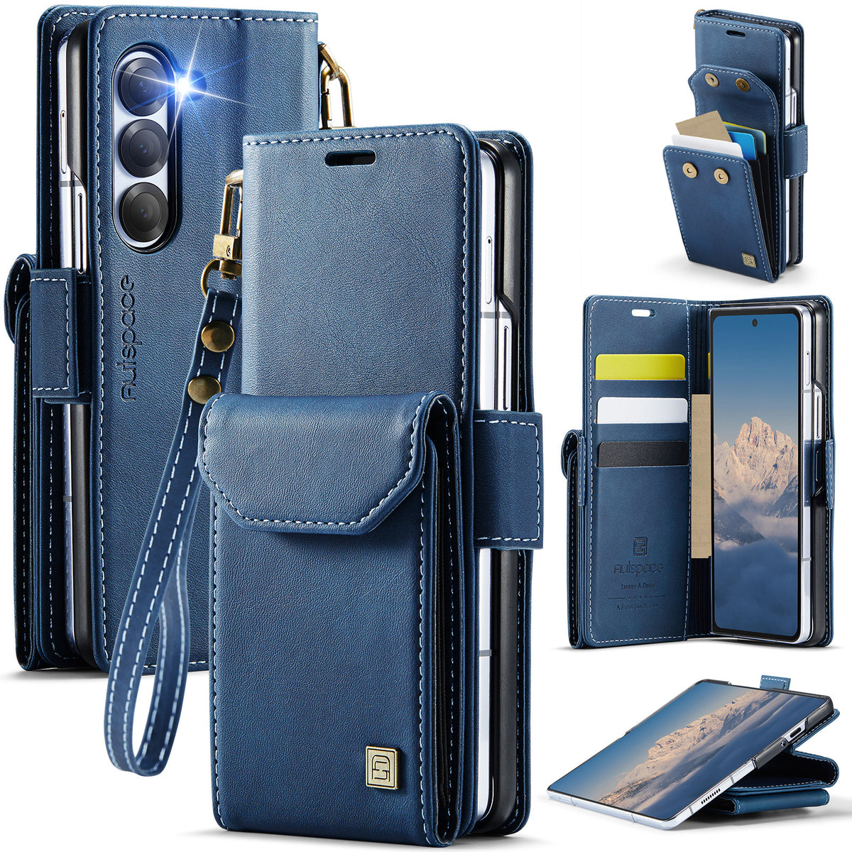 Card Holder Kickstand Phone Case for Samsung Galaxy Z Fold 5 RFID Blo