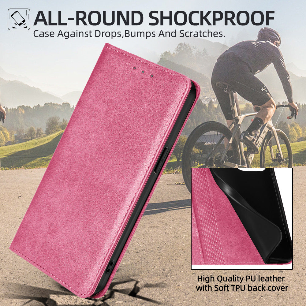 PU+TPU strong magnetic card holder leather phone case for Samsung Galaxy S26