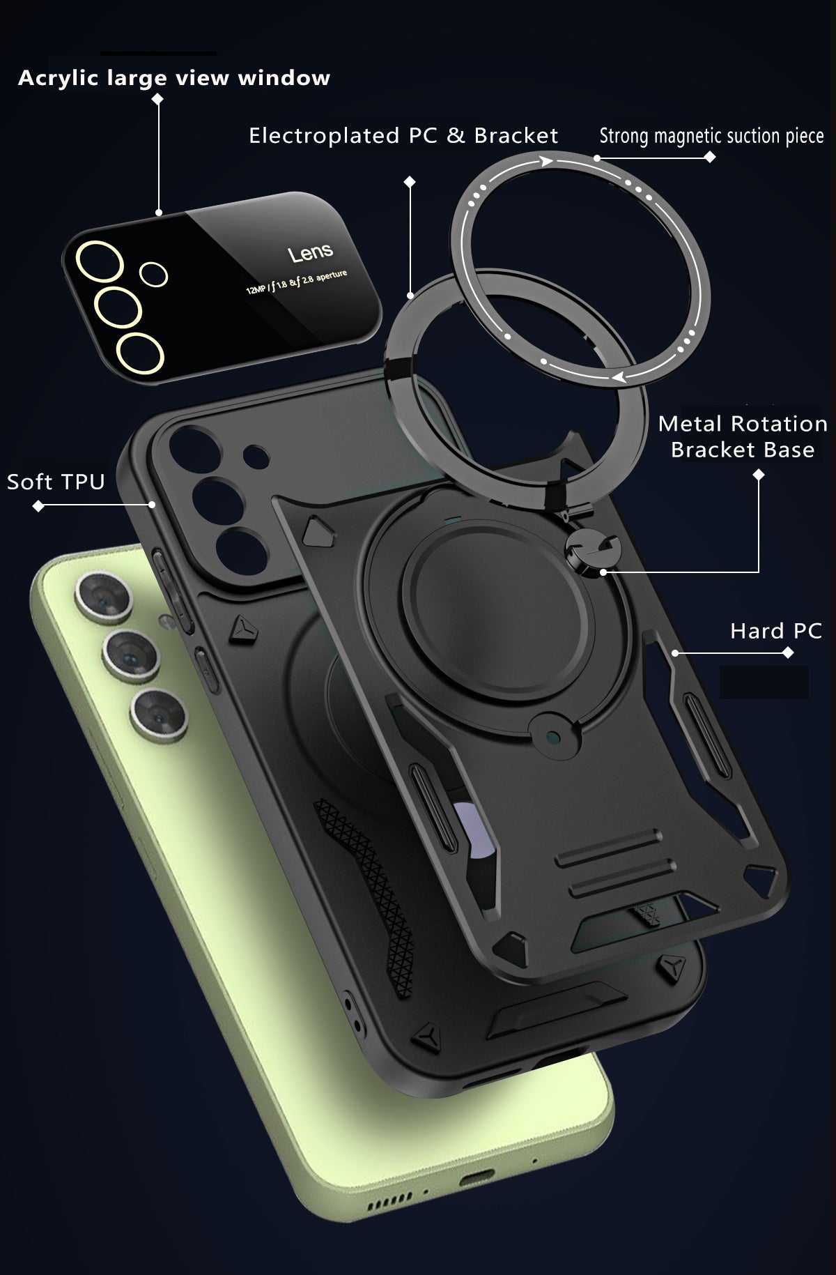 Magnetic stand shockproof phone case for Samsung Galaxy A37