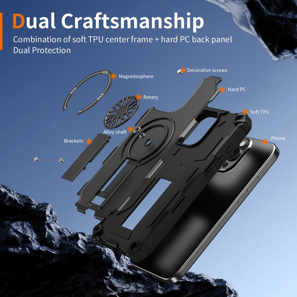 TPU+PC Magnetic stand Shockproof phone case for iPhone 17 Pro Max