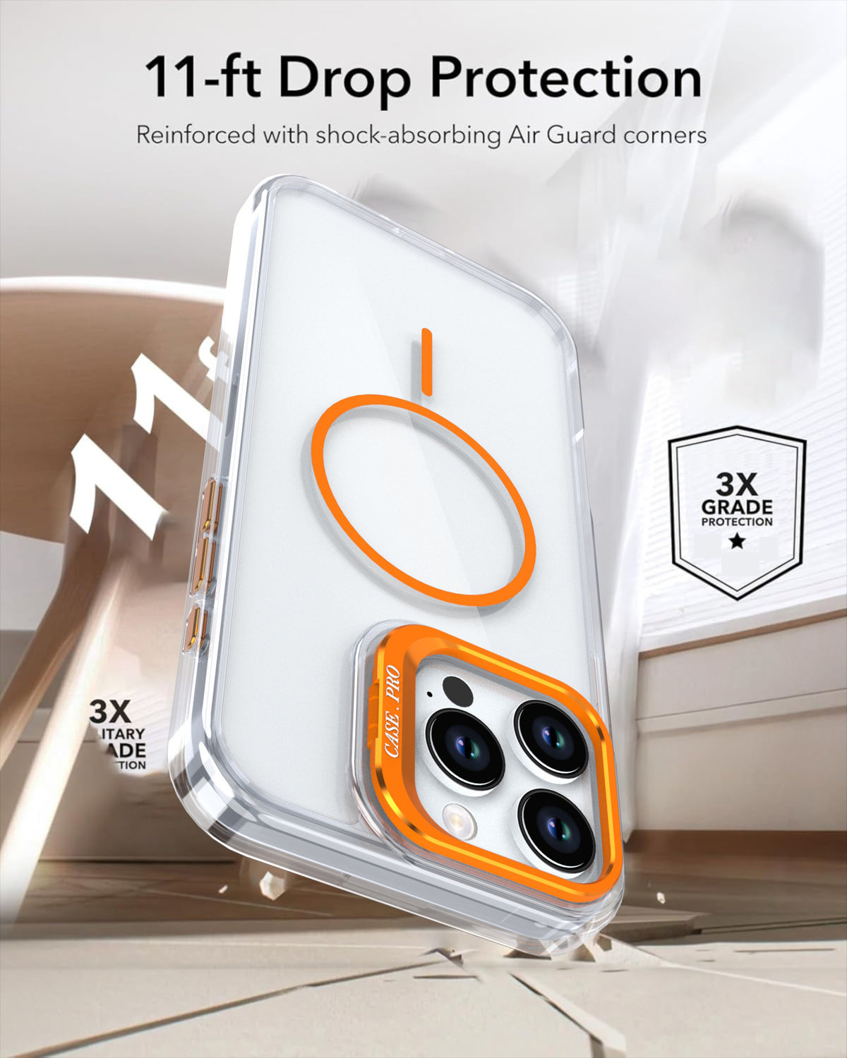 Transparent lens holder magnetic phone case for iPhone 17 Pro Max