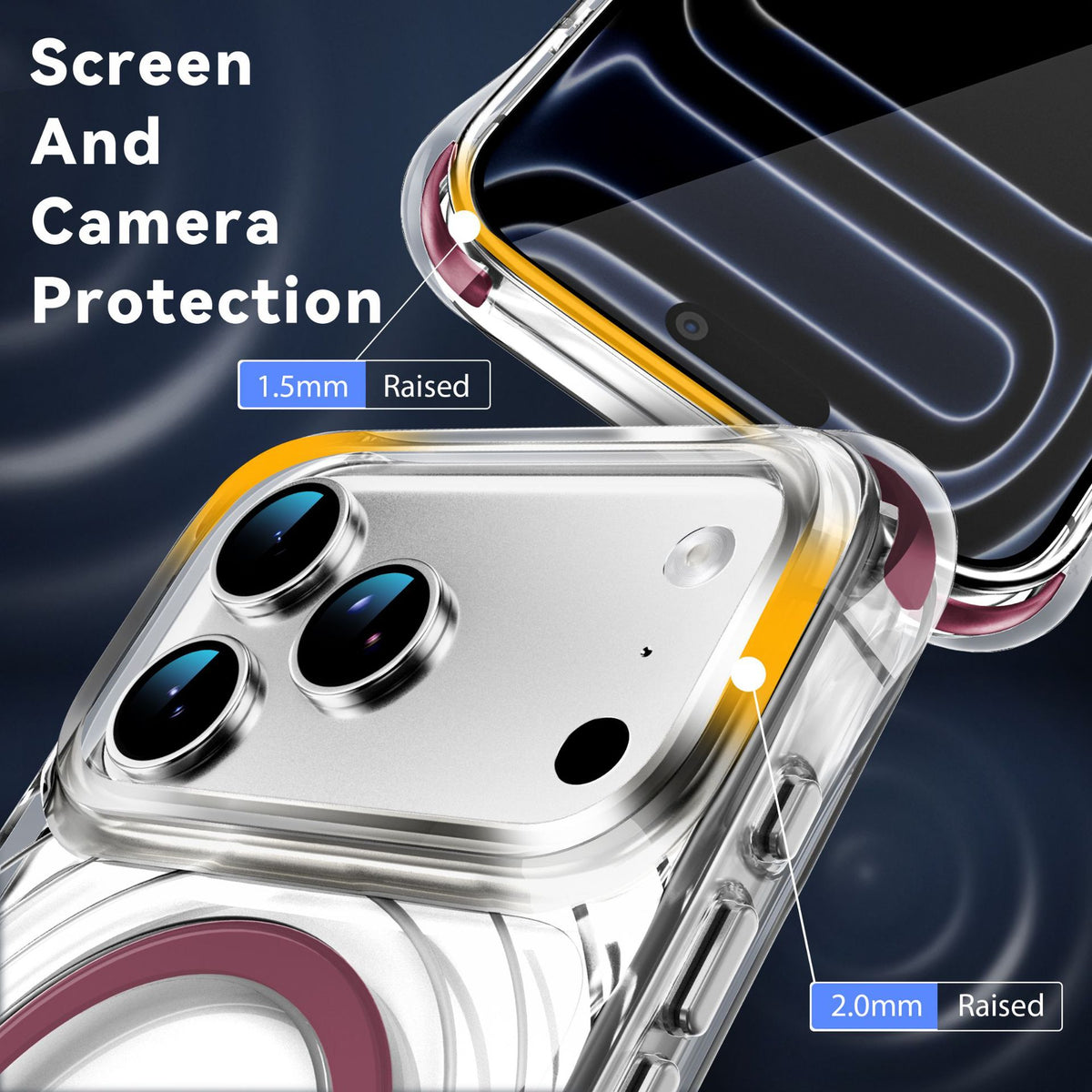 Shockproof Airbag Transparent Magnetic Phone Case for iPhone 17 Pro M