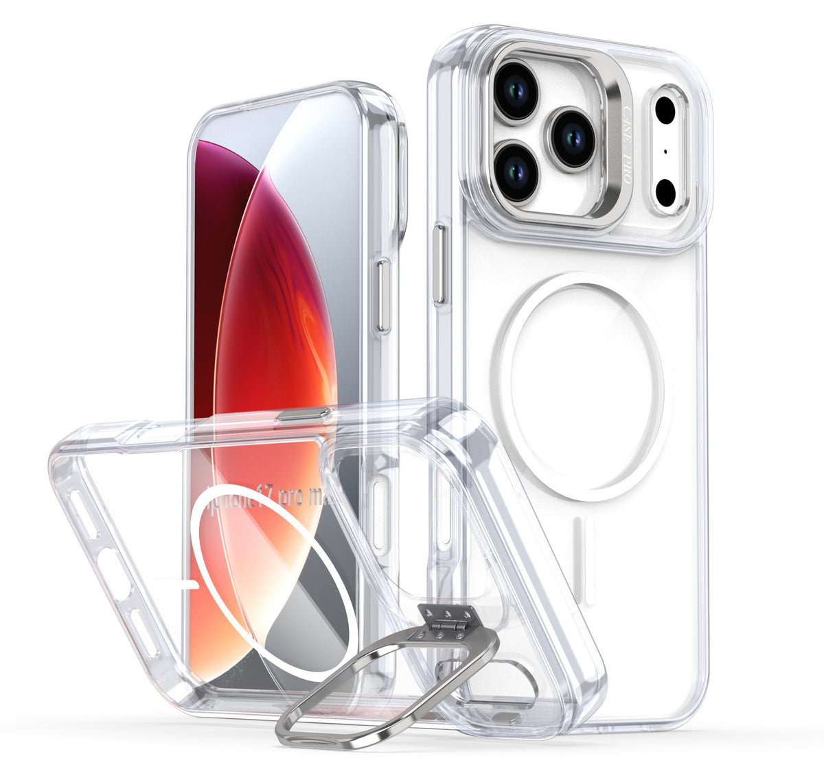 Transparent lens holder magnetic phone case for iPhone 17 Pro Max
