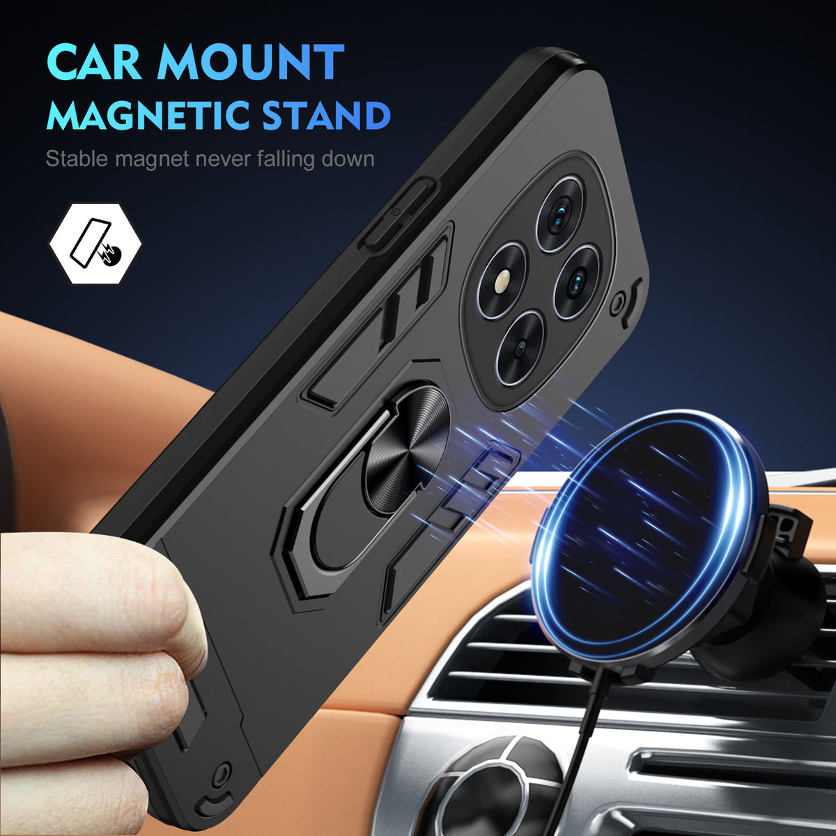 Shockproof phone case with hidden stand for Redmi Note 15 Pro+ 5G, fr
