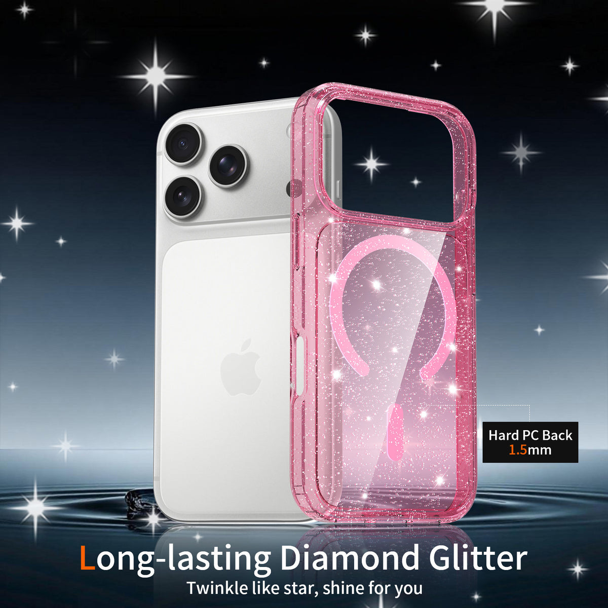 Glitter Shockproof Magnetic Phone Case for iPhone 17 Pro