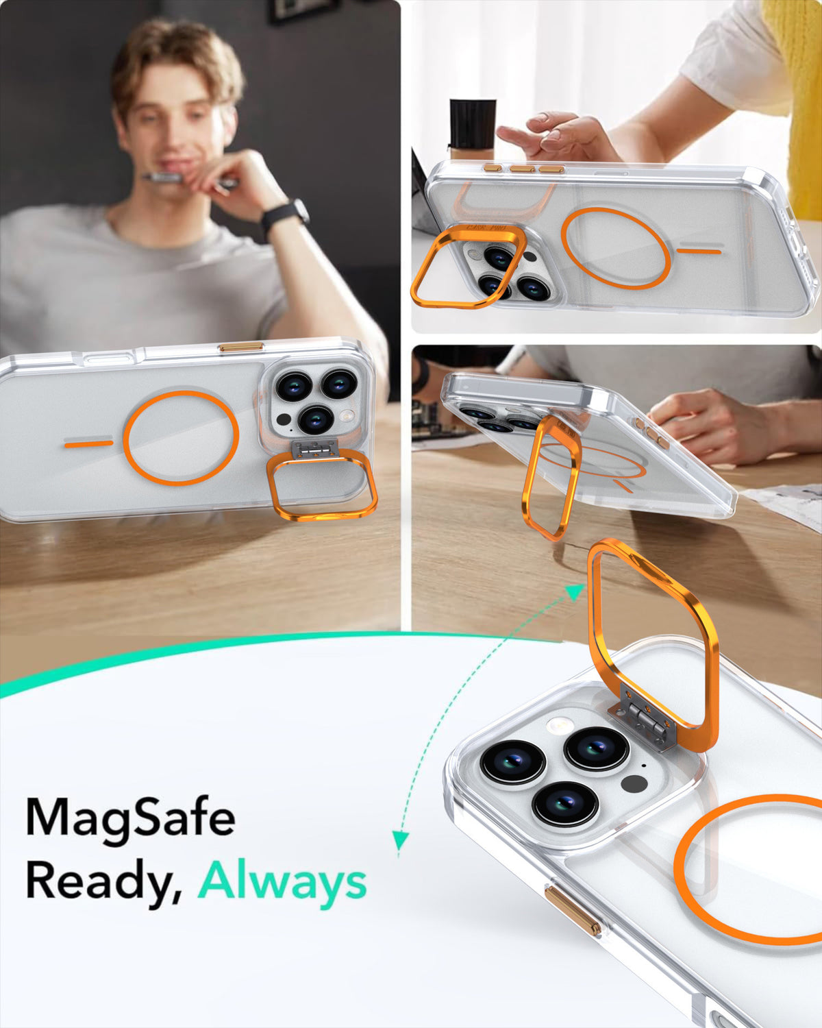 Transparent lens holder magnetic phone case for iPhone 17 Pro Max