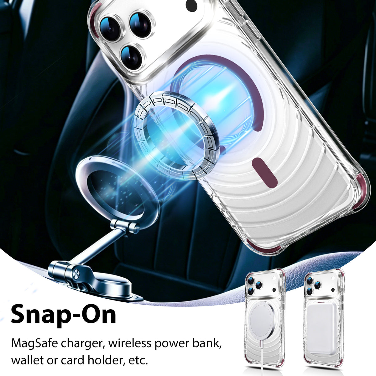 Shockproof Airbag Transparent Magnetic Phone Case for iPhone 17 Pro M