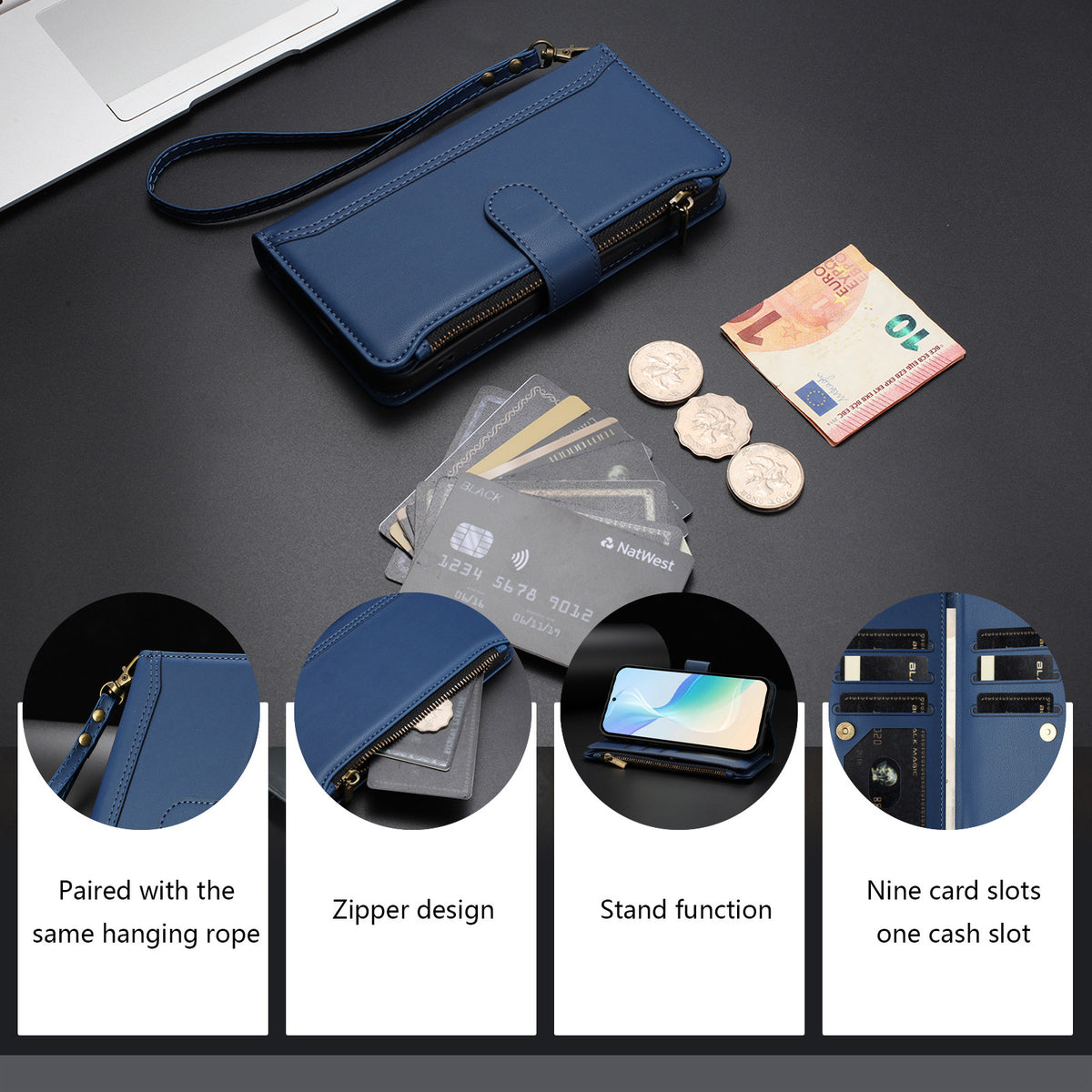 TPU + Leather Phone Case Stand for Motorola Edge 60 Fusion