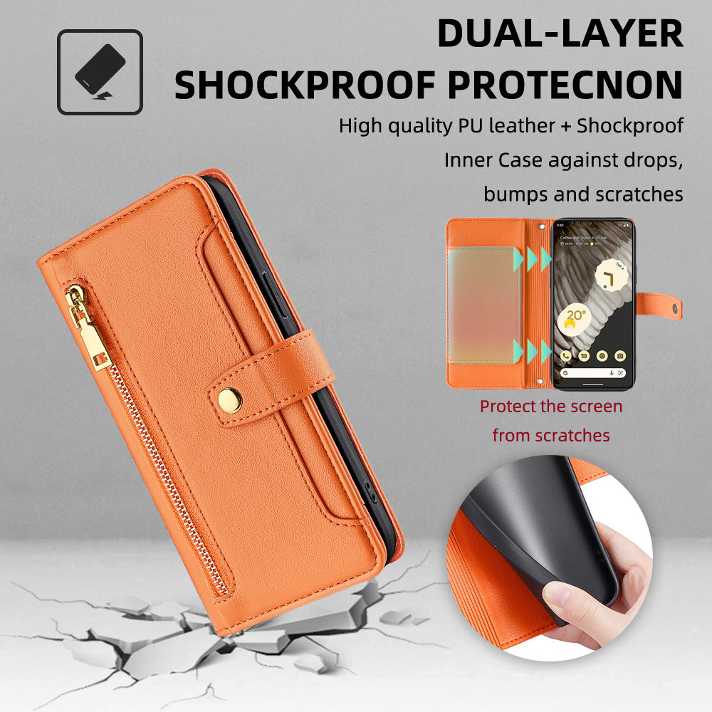 Genuine leather wallet-style phone case for Google Pixel 8A