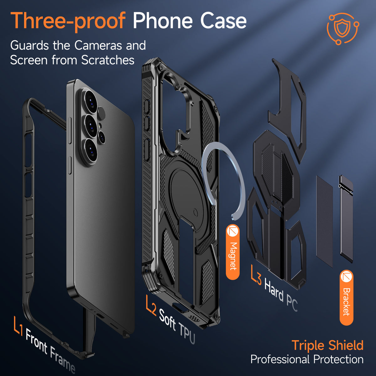 Strong Magnetic Stand Phone case for Samsung S25 Ultra Military Shock