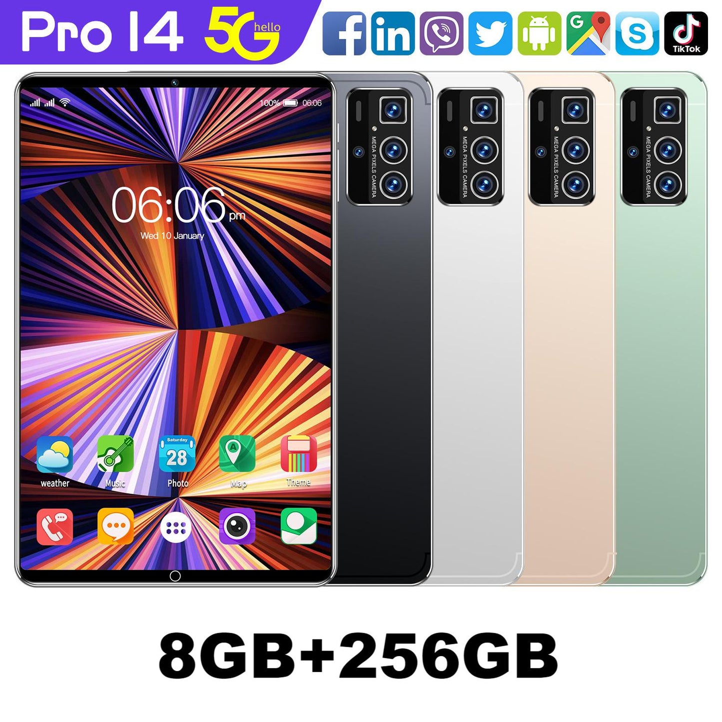 VEANXIN Tablet 14Pro 10‘’ 256 Gb 8 Gb Wi-Fi+5G+Keyboard + Headphones + Stylus