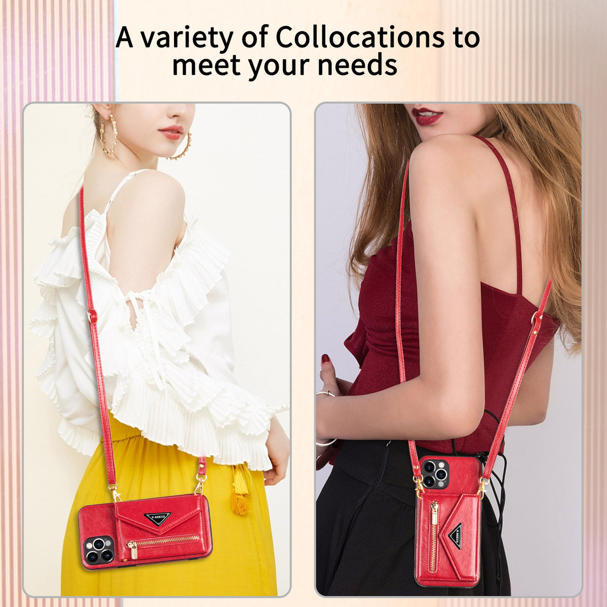 Leather Wallet Crossbody Phone Case for iPhone 16 Pro Max - Shockproo