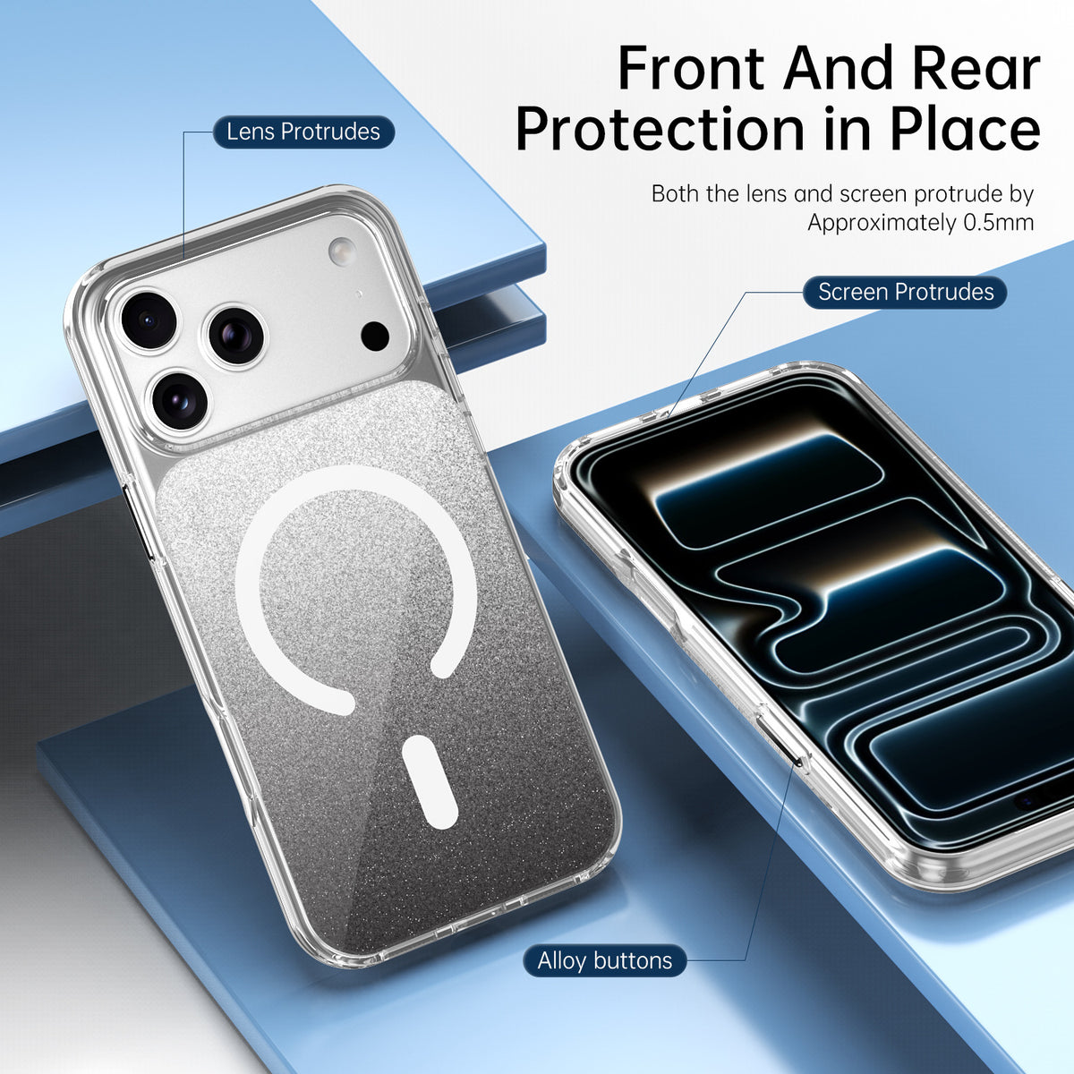 Gradient Glitter Magnetic Shockproof Phone Case for iPhone 17 Pro Max