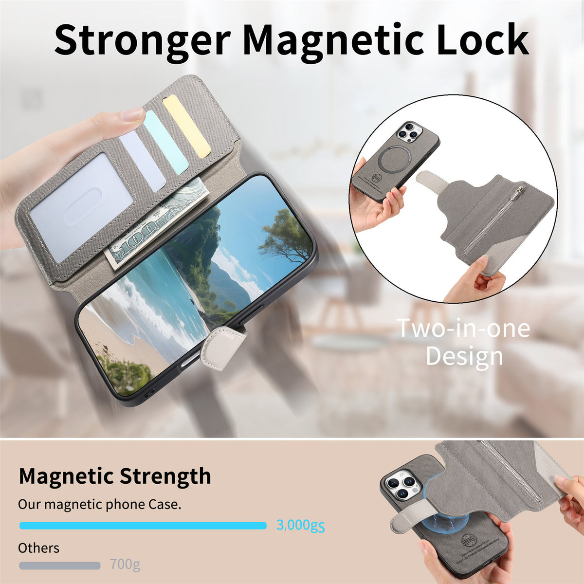 2-in-1 magnetic detachable  phone case for iPhone 13  RFID shielding