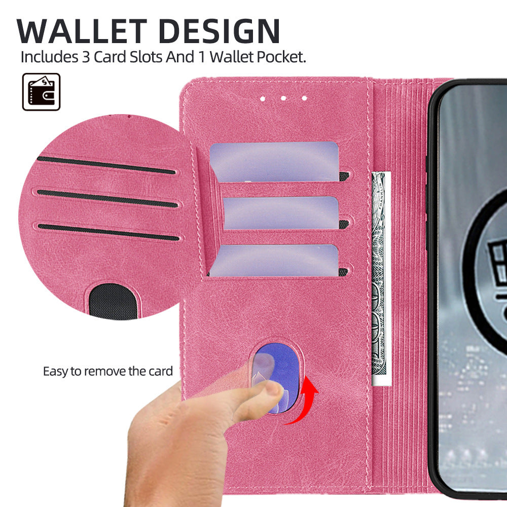360 full protection shockproof Samsung S26 wallet phone case with 3 card slots and magnetic closure