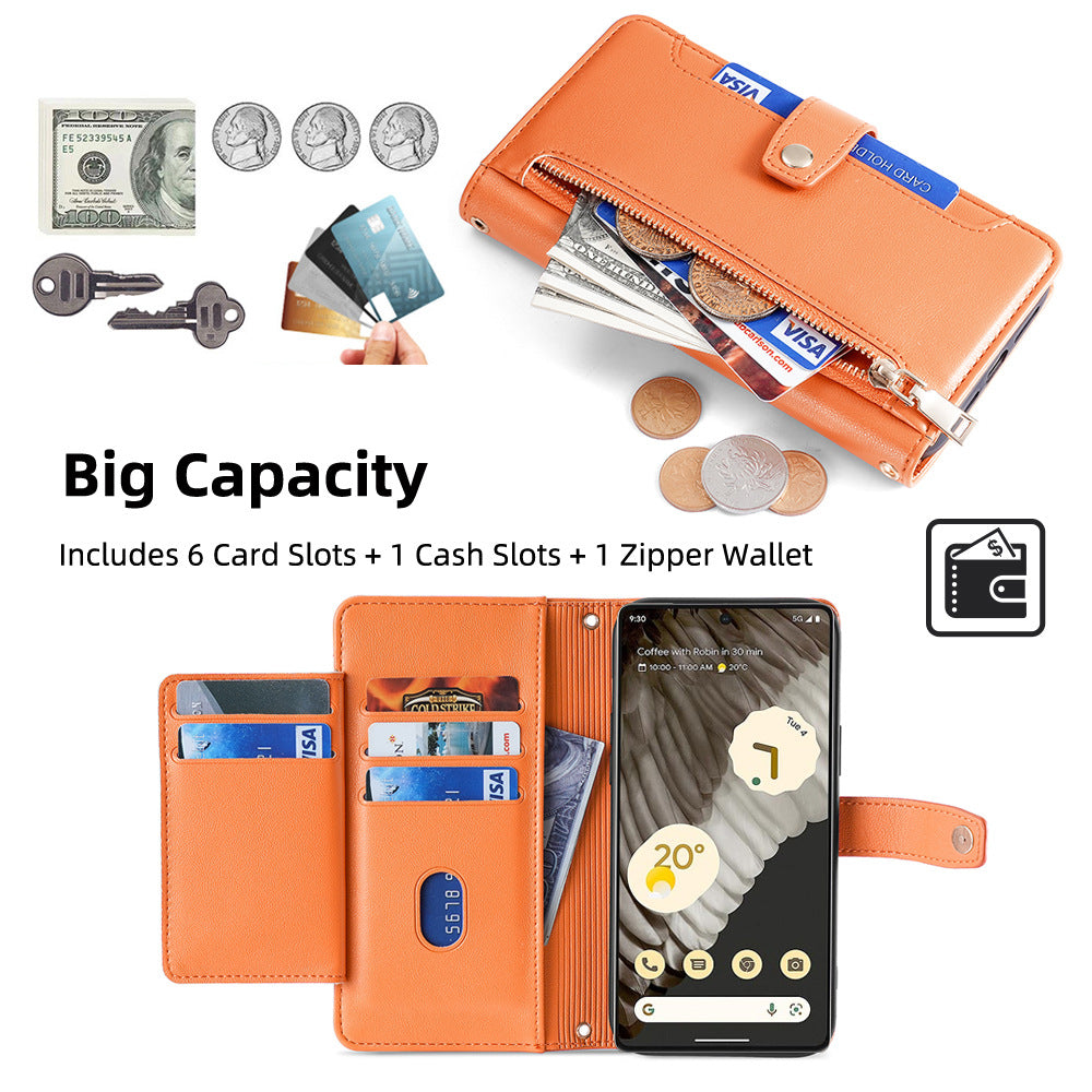 Genuine leather wallet-style phone case for Google Pixel 8A