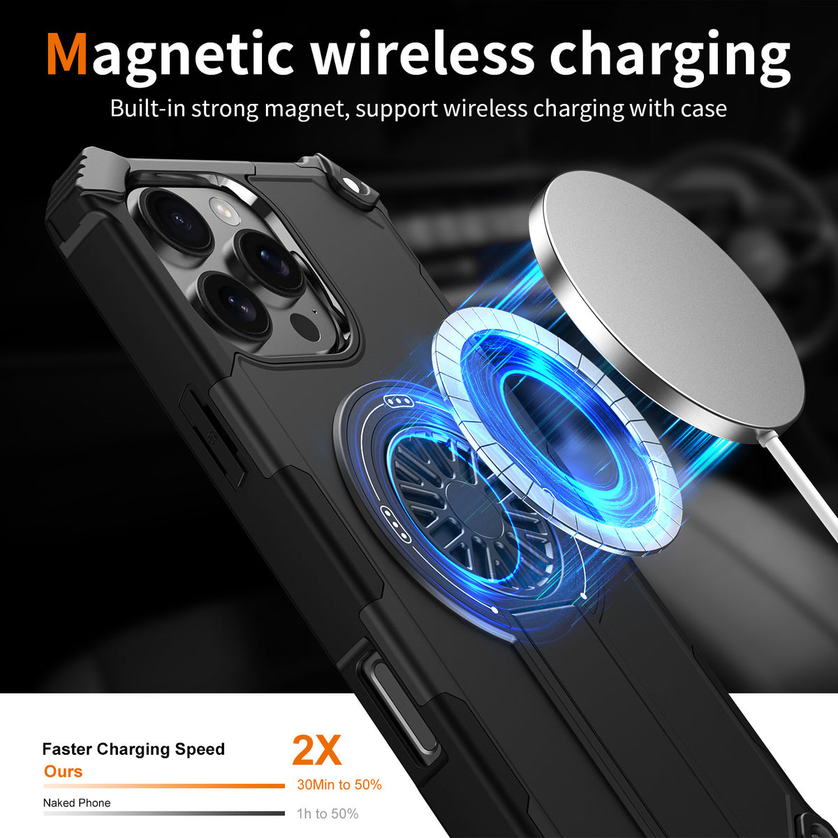 TPU+PC Magnetic stand Shockproof phone case for iPhone 17 Pro Max