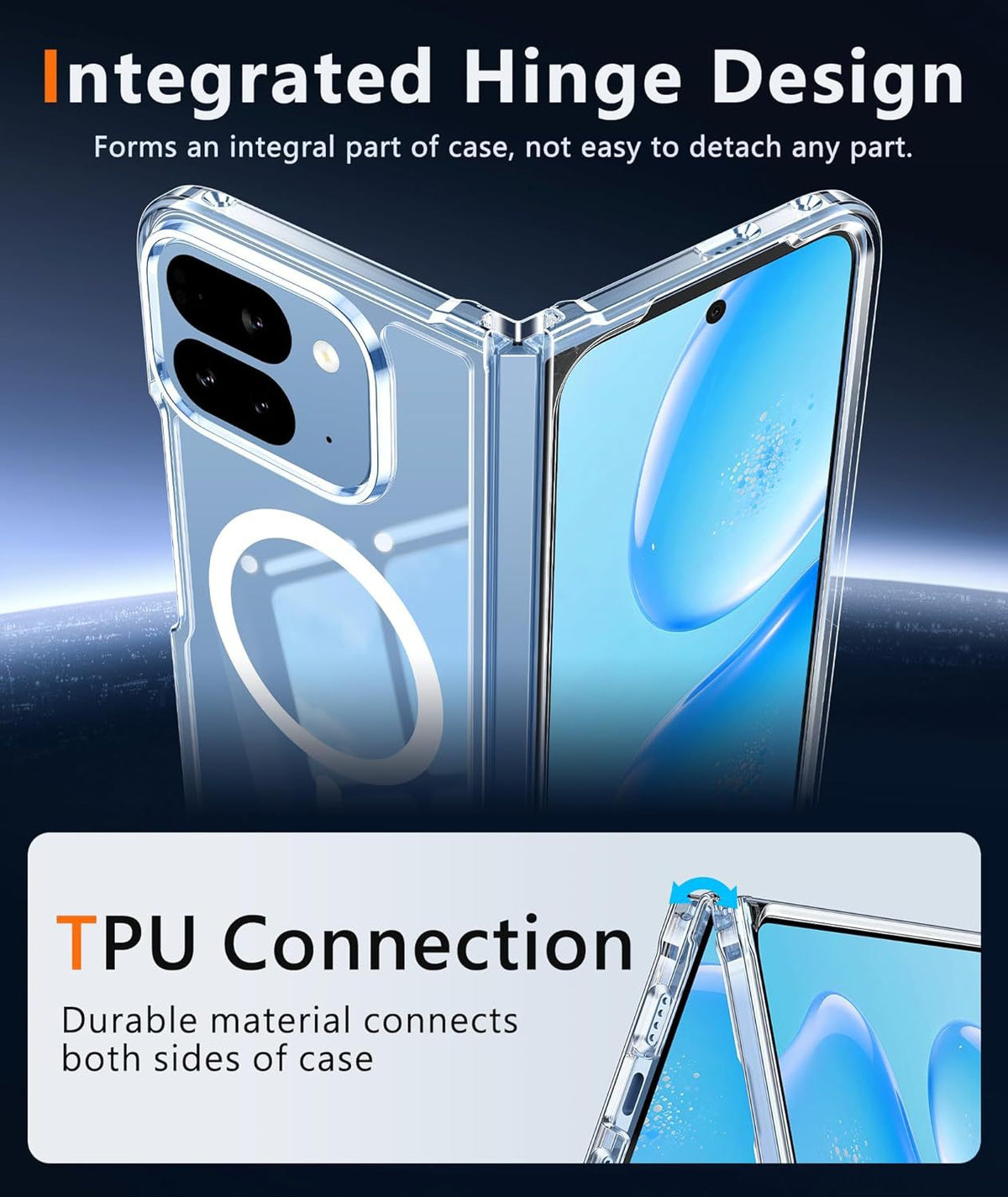 Transparent MagSafe foldable phone case for Google Pixel 10 Pro Fold