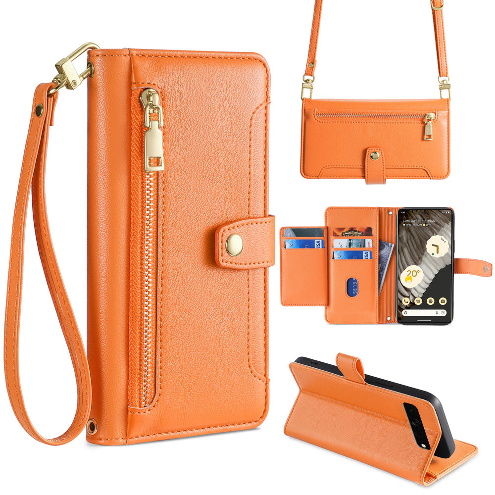 Genuine leather wallet-style phone case for Google Pixel 8A