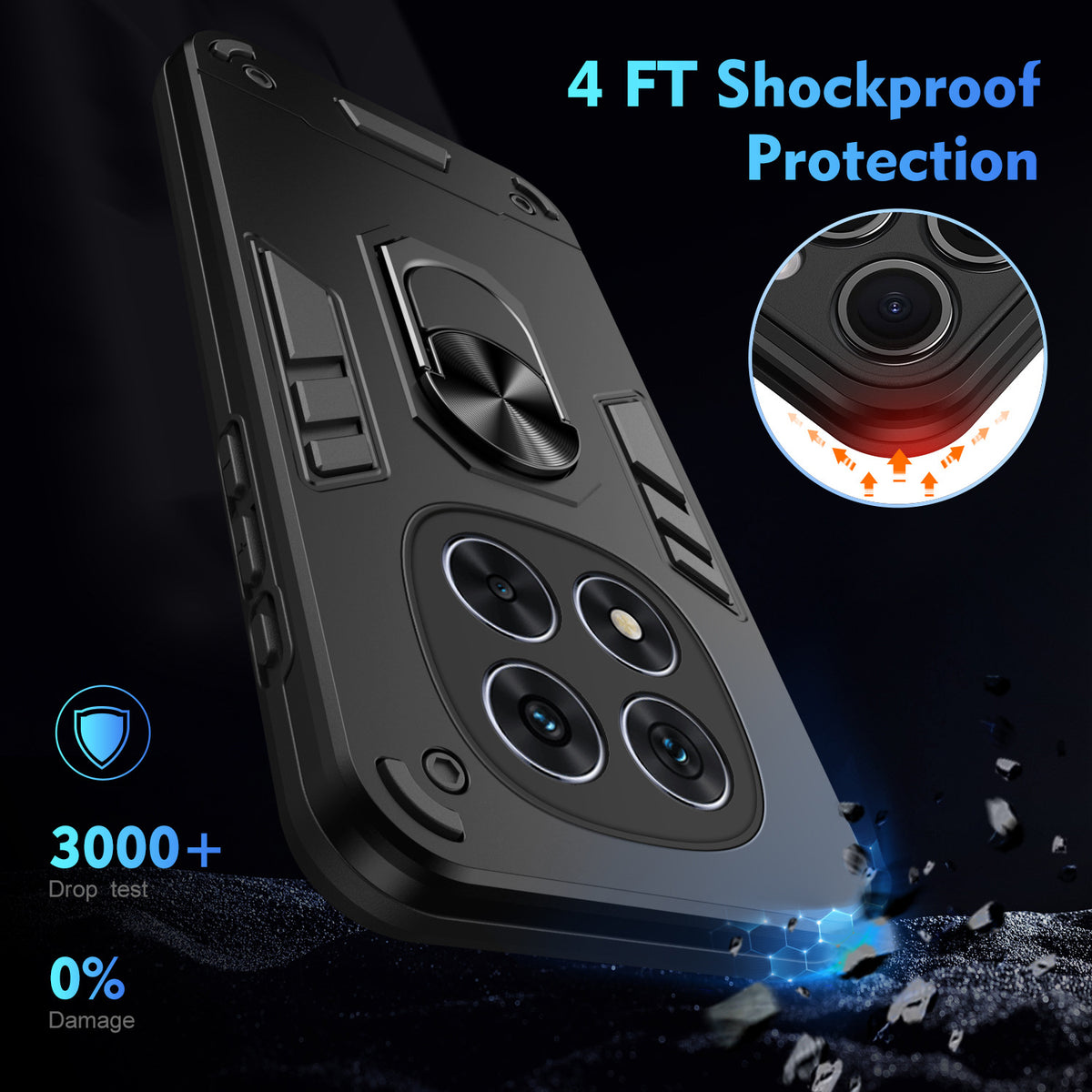Shockproof phone case with hidden stand for Redmi Note 15 Pro+ 5G, fr
