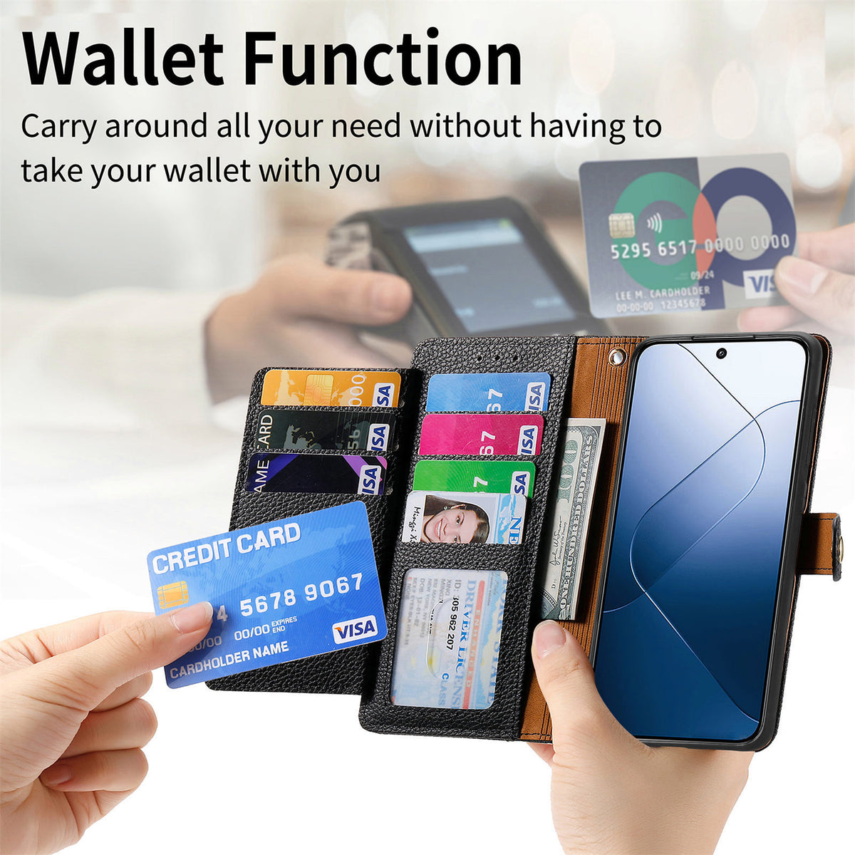 Faux leather wallet-style Card Holder phone case for Redmi Note 15 5G
