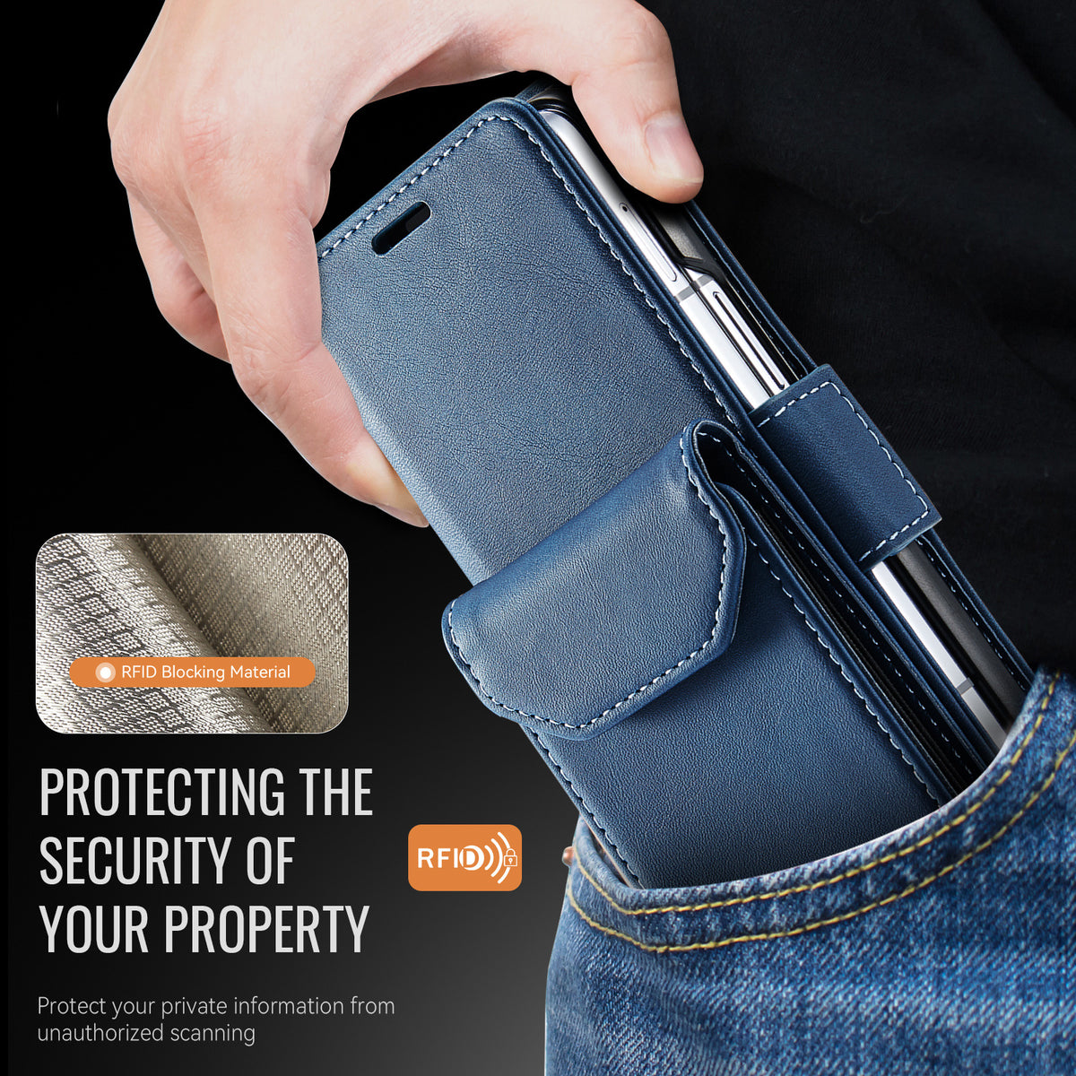 Card Holder Kickstand Phone Case for Samsung Galaxy Z Fold 5 RFID Blo