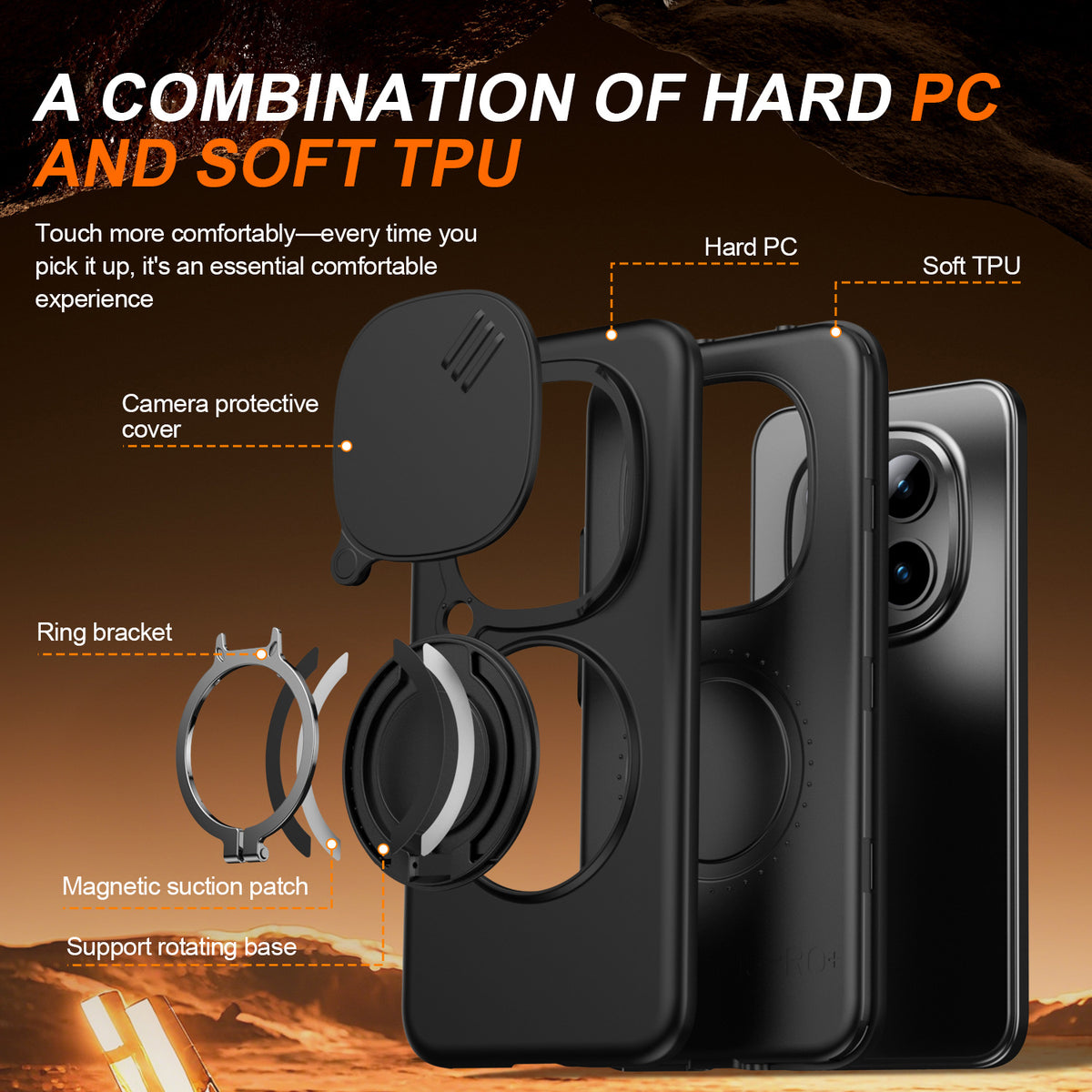 Silicone sliding window stand anti-drop phone case for Redmi Note 15 