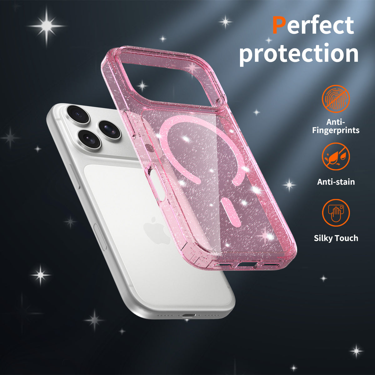 Glitter Shockproof Magnetic Phone Case for iPhone 17 Pro