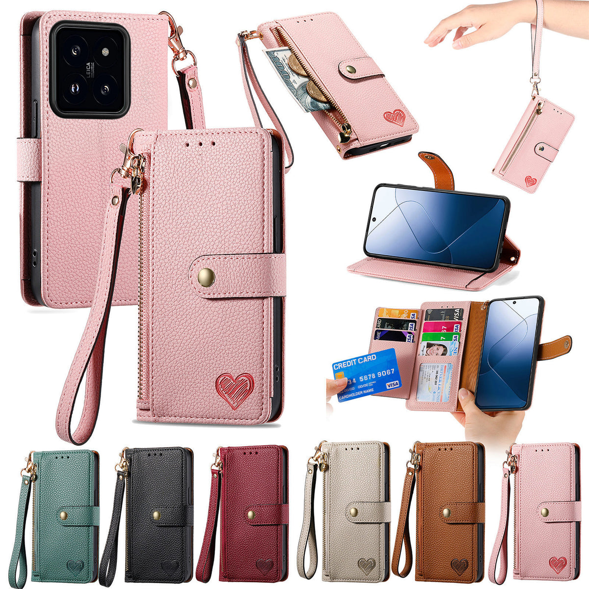 Faux leather wallet-style Card Holder phone case for Redmi Note 15 5G