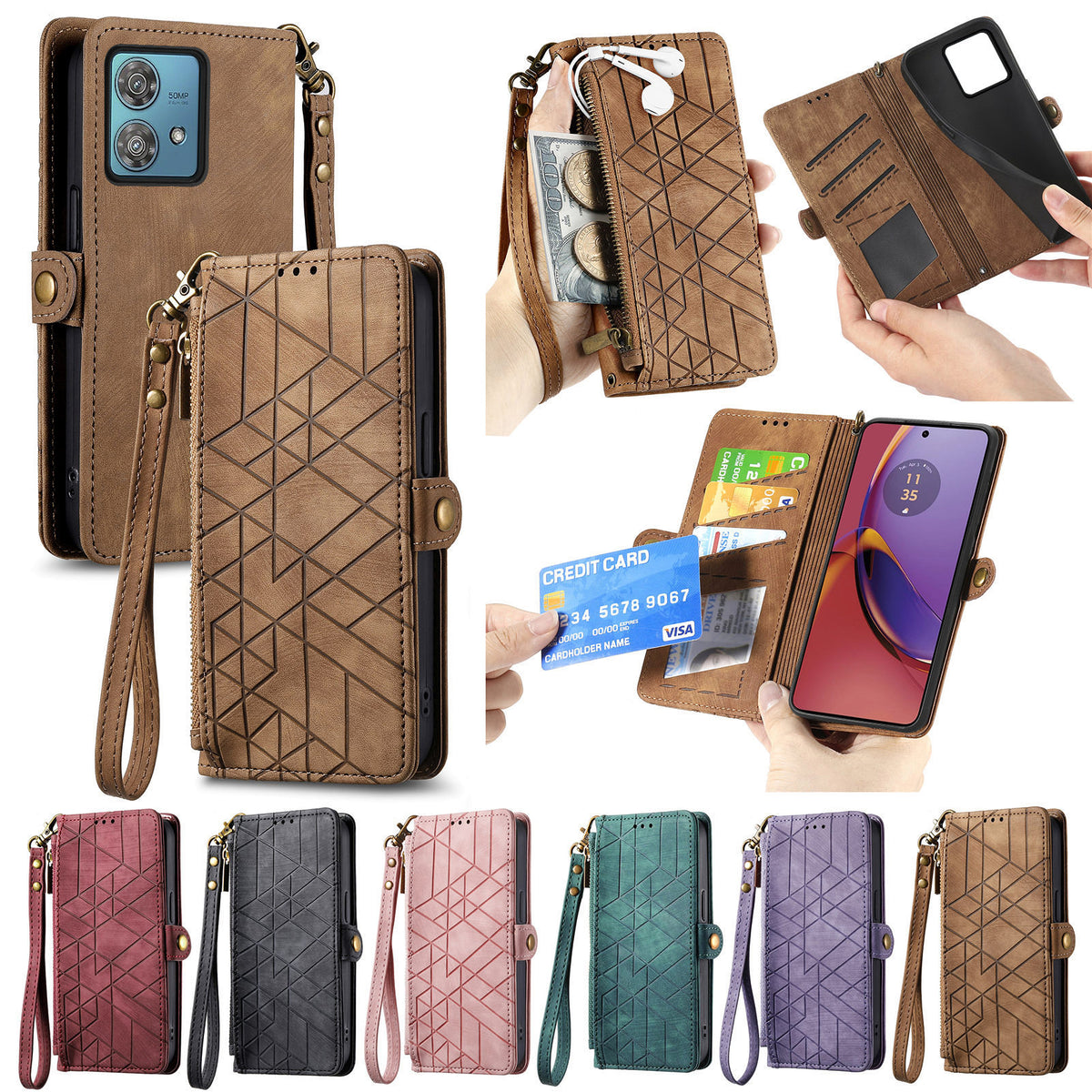Anti-fraud TPU + leather phone case for Motorola Edge 60 Fusion