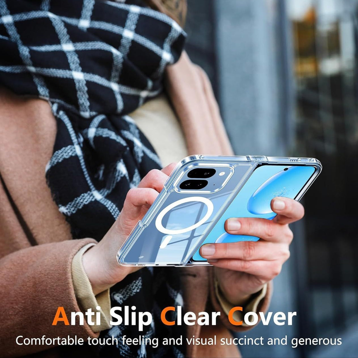 Transparent MagSafe foldable phone case for Google Pixel 10 Pro Fold