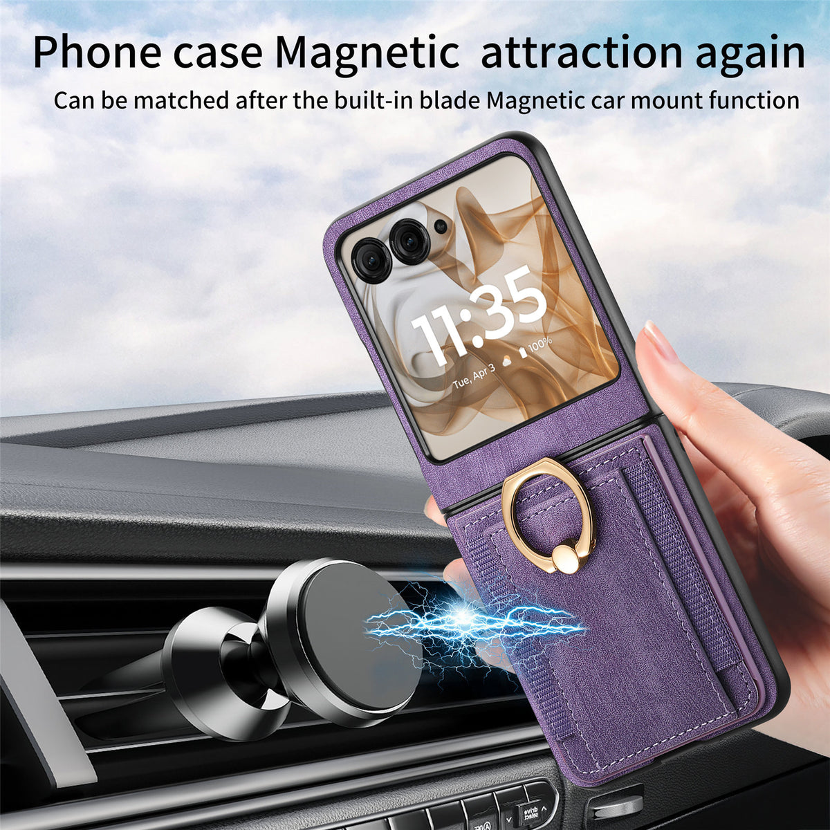 PU leather rotating ring holder protective case for Motorola Razr 70 Ultra