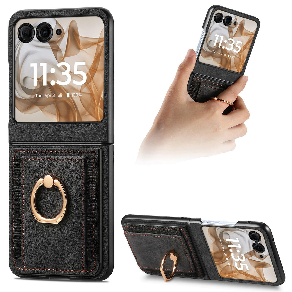 PU leather rotating ring holder Phone case for Motorola Razr 70 Ultra