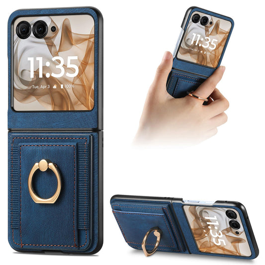 PU leather rotating ring holder Phone case for Motorola Razr 70 Ultra