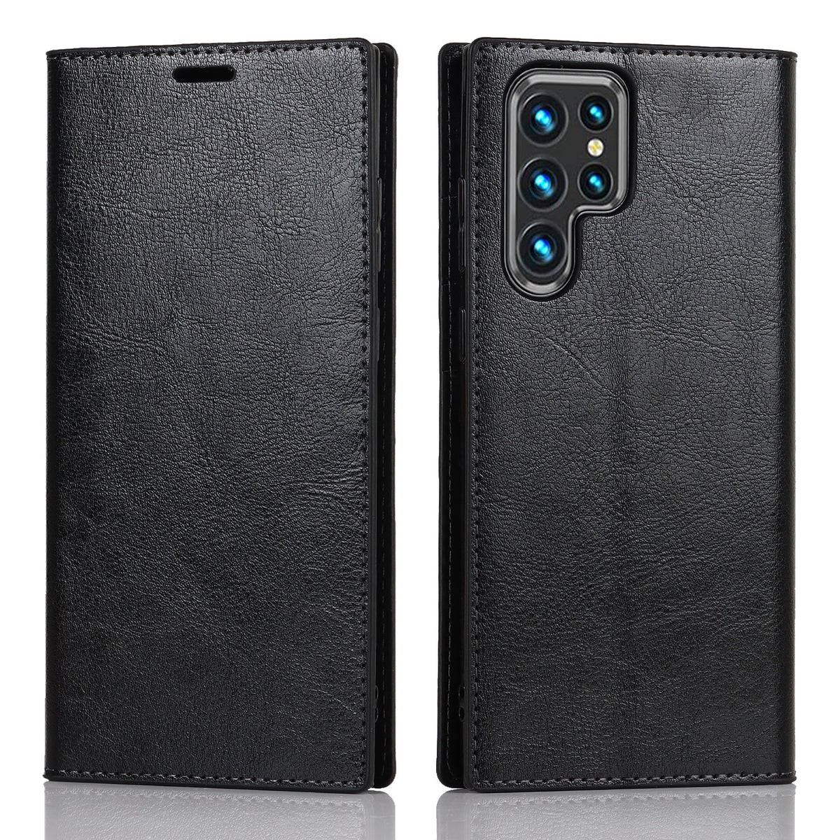 Premium leather wallet case for Samsung Galaxy S22 Ultra with card slots
